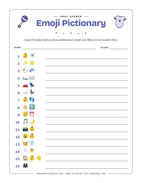 Emoji pictionary sheet